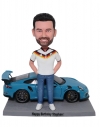 Custom Bobblehead Man With Sports Car - Personalized Birthday Gift Custom Bobblehead Man With Sports Car - Personalized Birthday Gift