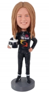 Custom Female Race Car Driver Bobblehead gift for Motorsport Fans Custom Female Race Car Driver Bobblehead gift for Motorsport Fans