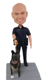 Personalized Cop Figurine with German Shepherd K9 Partner, Custom Police Officer Bobblehead Personalized Cop Figurine with German Shepherd K9 Partner, Custom Police Officer Bobblehead