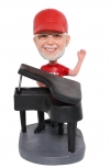 Custom Pianist Bobblehead with Grand Piano Personalized Musician Gift Custom Pianist Bobblehead with Grand Piano Personalized Musician Gift