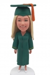 Custom Bobblehead Female Graduate Cap And Gown - Personalized Graduation Gift For Her Custom Bobblehead Female Graduate Cap And Gown - Personalized Graduation Gift For Her