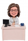 Custom Office Worker Bobblehead at Desk – Personalized Coworker Retirement Gift Custom Office Worker Bobblehead at Desk – Personalized Coworker Retirement Gift