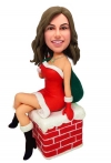 Custom Christmas girl bobblehead sitting on the chimney