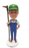 Custom bobblehead Farmer figurine with a hoe personalized gardener figurine  Custom bobblehead Farmer figurine with a hoe personalized gardener figurine