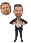 Custom bobblehead super employee with company logo